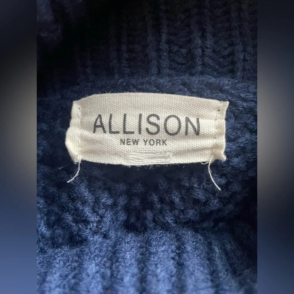 Allison New York Women Chunky Turtleneck Blue Sweater Oversized M-L - Picture 6 of 8